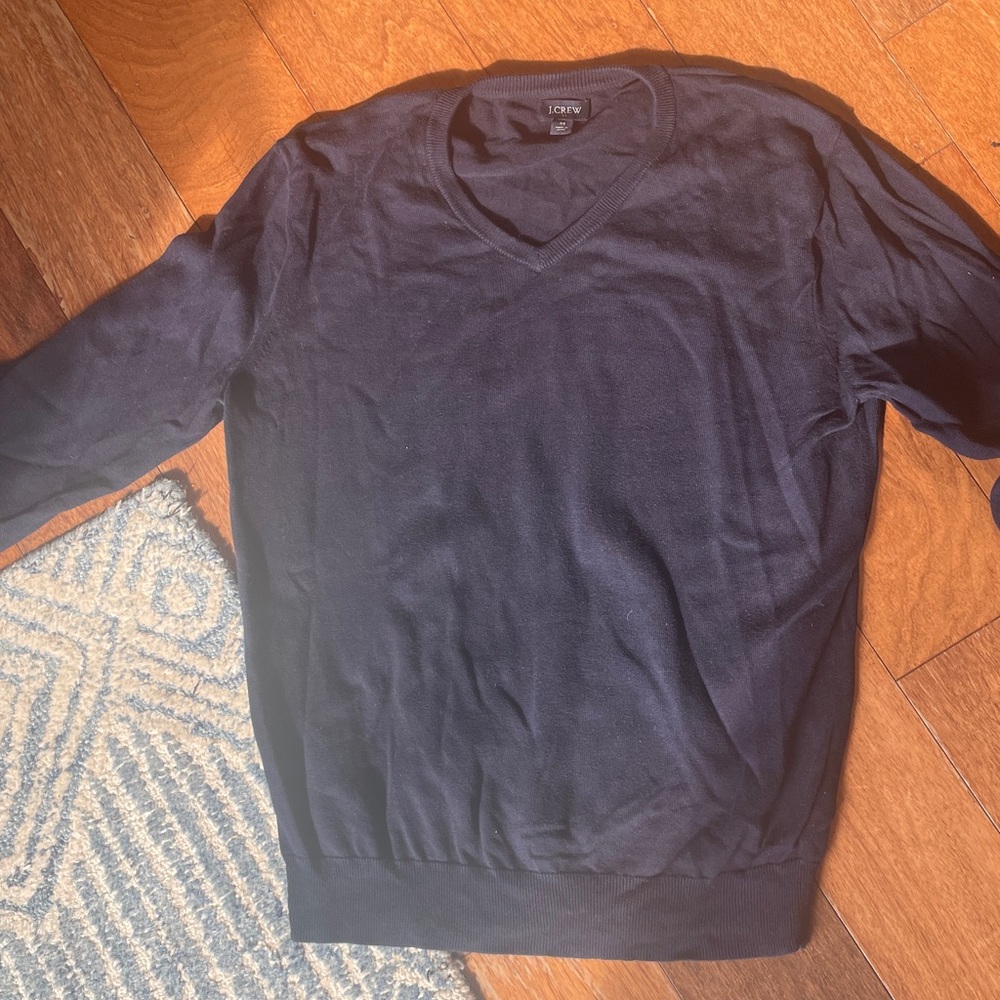 J. Crew Men's Deep Blue V-Neck Sweater